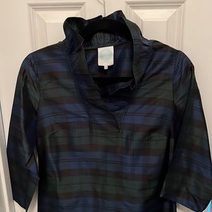 Devon Baer black watch plaid blouse